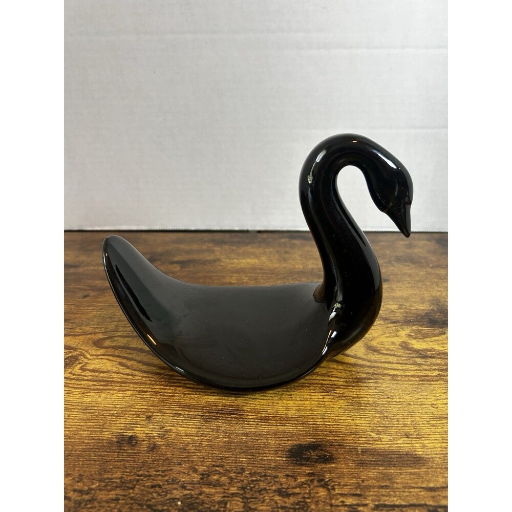 Vintage Black Ceramic Swan Hand Towel Hand Cloth Holder Bathroom Decor 6” Towel - Picture 4 of 11